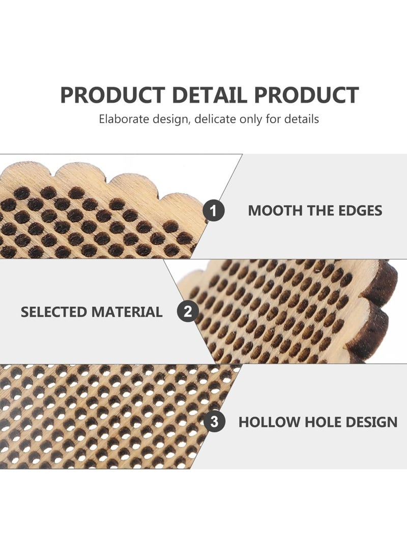 SYOSI أطقم تطريز بالصليب الخشبي، 5 قطع زينة تطريز افعلها بنفسك، شرائح خشبية طبيعية، قوالب حرفة لتعليقها للأطفال والمبتدئين من البالغين، علامات حرفة فنية للتزيين - Image 3