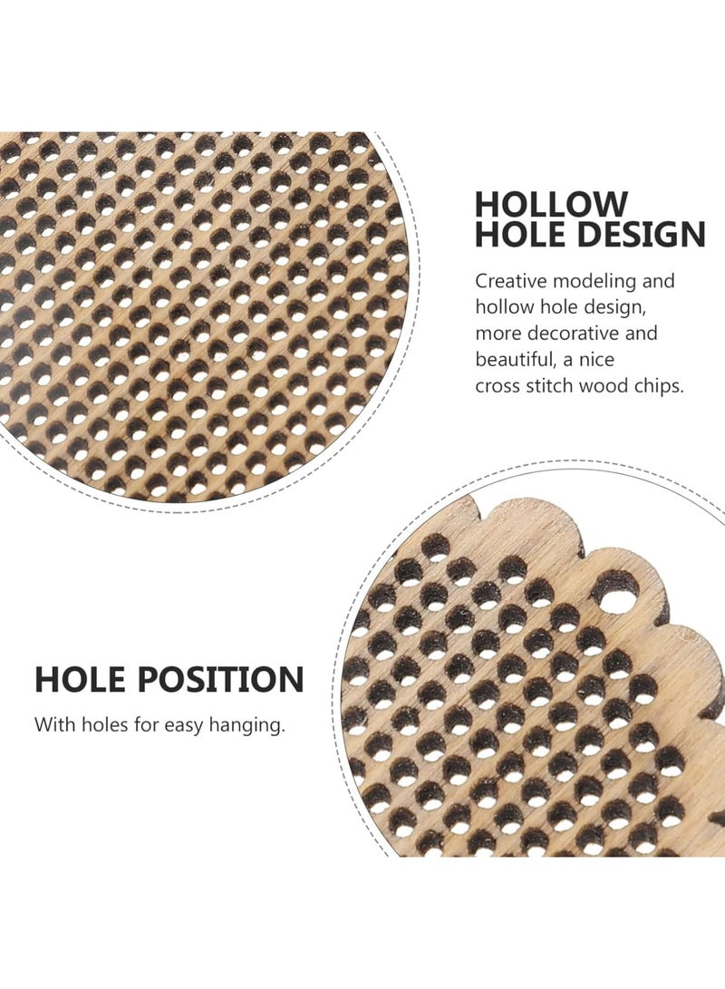 SYOSI أطقم تطريز بالصليب الخشبي، 5 قطع زينة تطريز افعلها بنفسك، شرائح خشبية طبيعية، قوالب حرفة لتعليقها للأطفال والمبتدئين من البالغين، علامات حرفة فنية للتزيين - Image 2