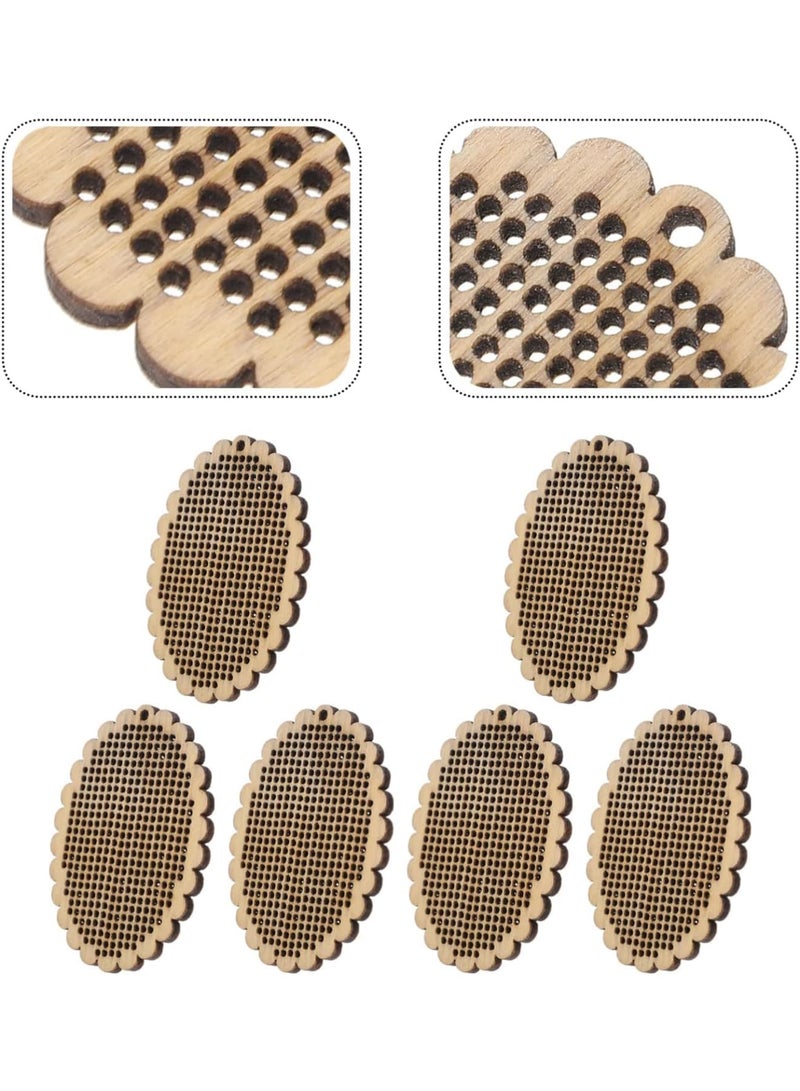 SYOSI أطقم تطريز بالصليب الخشبي، 5 قطع زينة تطريز افعلها بنفسك، شرائح خشبية طبيعية، قوالب حرفة لتعليقها للأطفال والمبتدئين من البالغين، علامات حرفة فنية للتزيين - Image 4