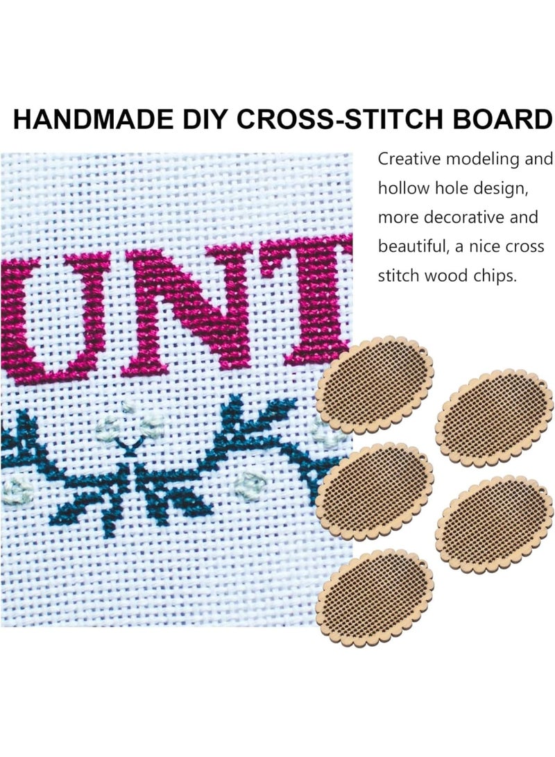 SYOSI أطقم تطريز بالصليب الخشبي، 5 قطع زينة تطريز افعلها بنفسك، شرائح خشبية طبيعية، قوالب حرفة لتعليقها للأطفال والمبتدئين من البالغين، علامات حرفة فنية للتزيين - Image 5
