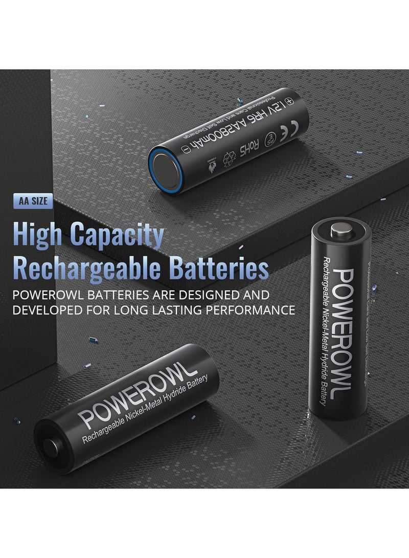 PUJIMAX 8 x AA POWEROWL Rechargeable 2800mAh Batteries with 8-Slot PUJIMAX Charger - Image 4