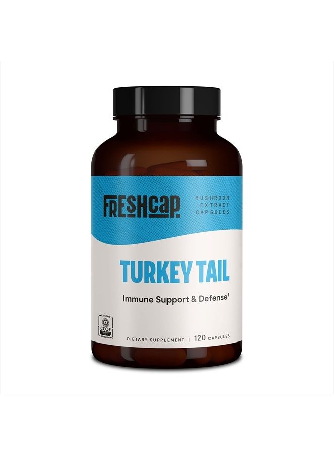 FreshCap Mushrooms FreshCap, Turkey Tail Mushroom Capsules, 120 Count, 60 Day Supply, Powerful Immune Support (35% Beta-glucan), Organic, Daily Mushroom Supplement, Fruiting Body Extract - Image 1