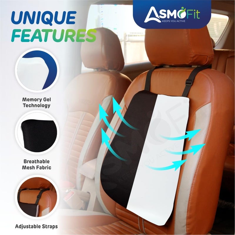 Asmofit وسادة دعم الظهر للسيارة من أسمافيت - مصنوعة من رغوة الذاكرة الطبية - مثالية لمحاذاة العمود الفقري، تخفيف آلام الظهر، وسادة دعم قطنية مريحة للقيادة الطويلة - مناسبة لجميع مقاعد السيارات (أسود) - Image 5