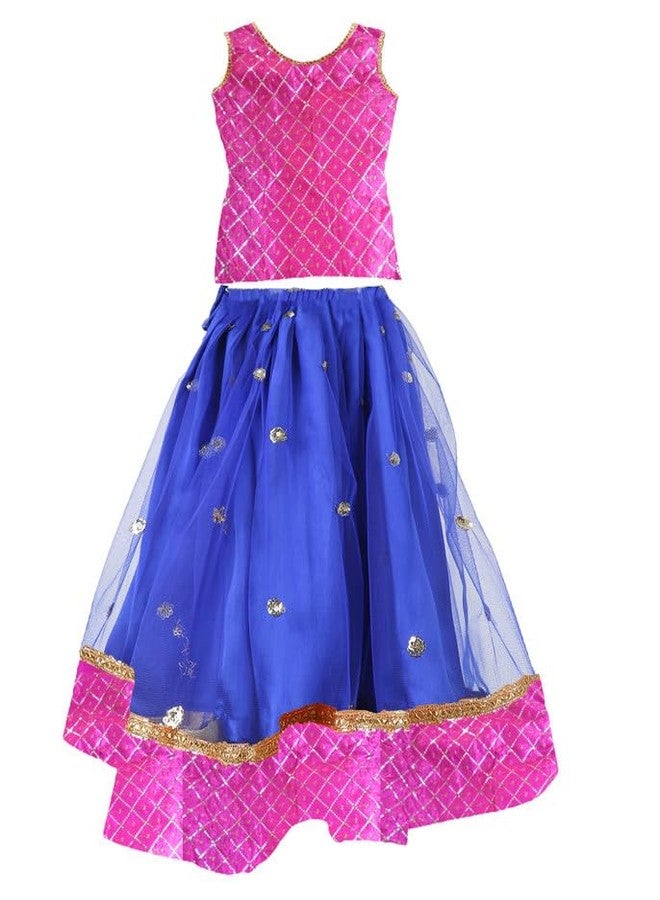 HIBA CREATIONS Baby Girl Royal Blue and pink lehenga choli 6-12 Months - Image 1