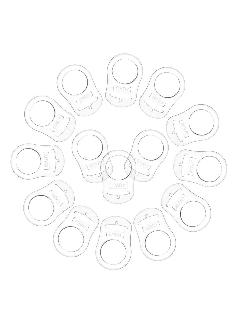 Soft Silicone Baby Pacifier Clips Holders, Transparent Silicone Adapter Rings Holder Baby Nipple Rings, Baby Pacifier Soother Teething Ribbon Clip, 15Pcs - Image 1