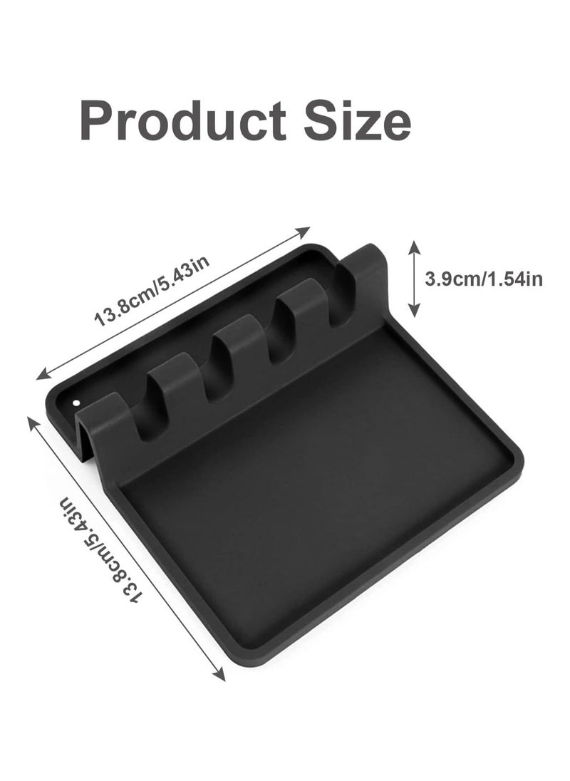 Beauenty Silicone Utensil Rest - BPA-Free, Durable Spoon Rest with Drip Pad - Heat-Resistant Spoon Rest for Stove Top - Spoon Rest for Kitchen Counter(Black)  - Image 2