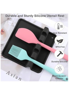 Beauenty Silicone Utensil Rest - BPA-Free, Durable Spoon Rest with Drip Pad - Heat-Resistant Spoon Rest for Stove Top - Spoon Rest for Kitchen Counter(Black)  - Image 4