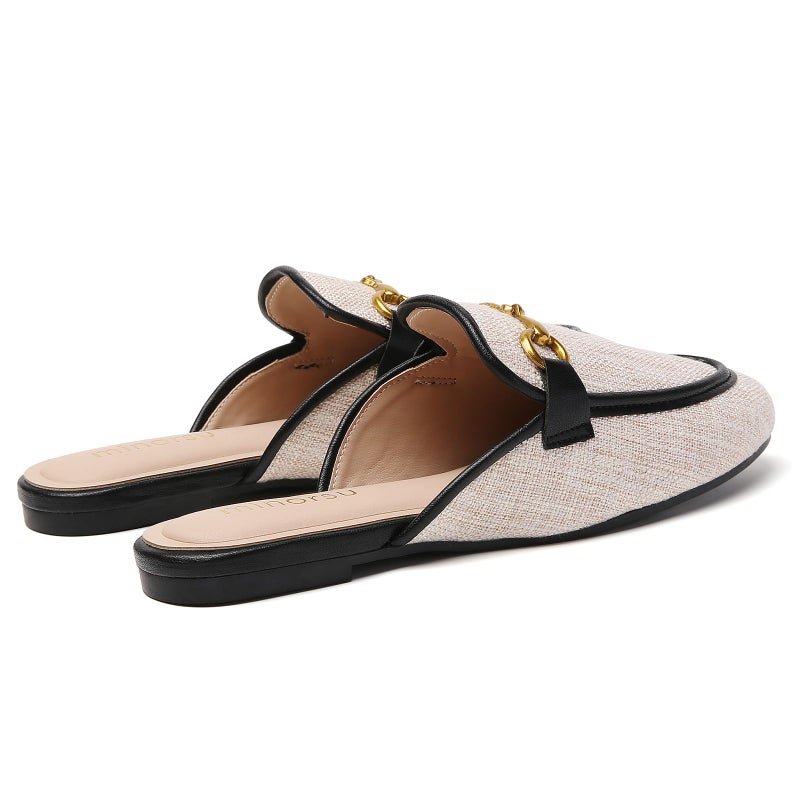 Minorsu Buckle Mules for Women Round Toe Slip On Flats Backless Slides Comfortable Shoes Ladies Loafers - Image 5