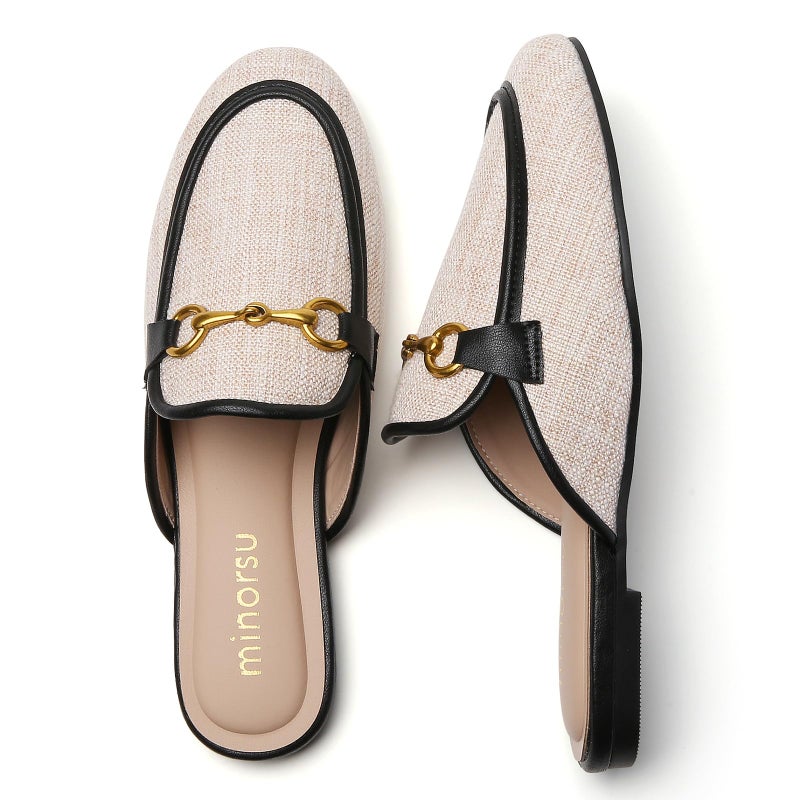 Minorsu Buckle Mules for Women Round Toe Slip On Flats Backless Slides Comfortable Shoes Ladies Loafers - Image 3