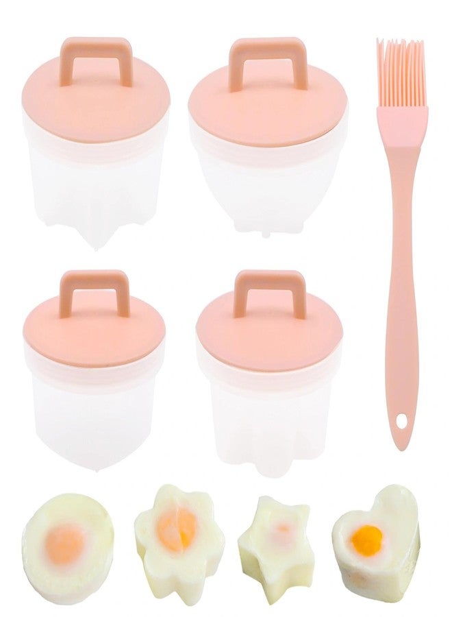 BLLREMIPSUR 5 PCS Egg Poacher Cups, Pink Egg Cooker, Cute Shapes Reusable Egg Molds, Nonstick Egg Poaching Cups for Boiled Eggs Without Shell - Image 1