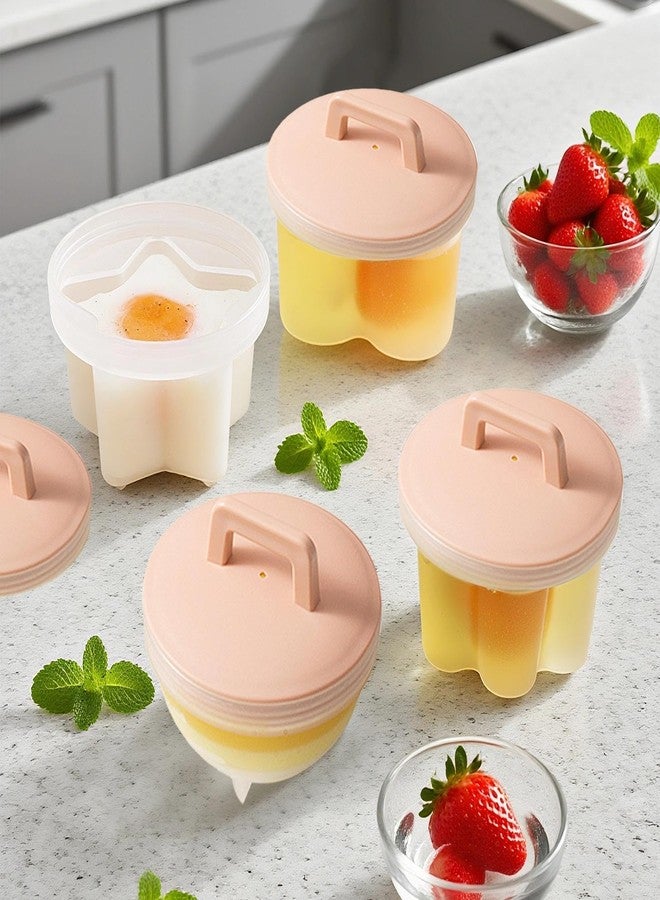 BLLREMIPSUR 5 PCS Egg Poacher Cups, Pink Egg Cooker, Cute Shapes Reusable Egg Molds, Nonstick Egg Poaching Cups for Boiled Eggs Without Shell - Image 4