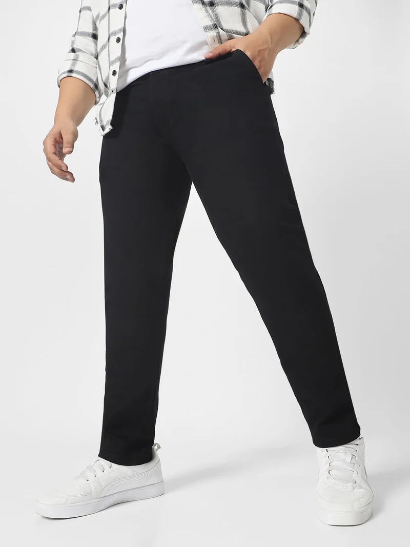 Urbano Plus Men's Black Regular Fit Washed Jeans Stretchable