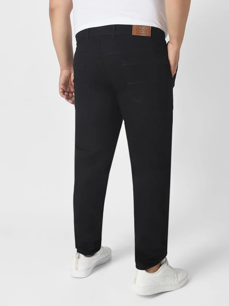 Urbano Fashion  Urbano Plus Men's Black Regular Fit Washed Jeans Stretchable  | Best Price UAE
