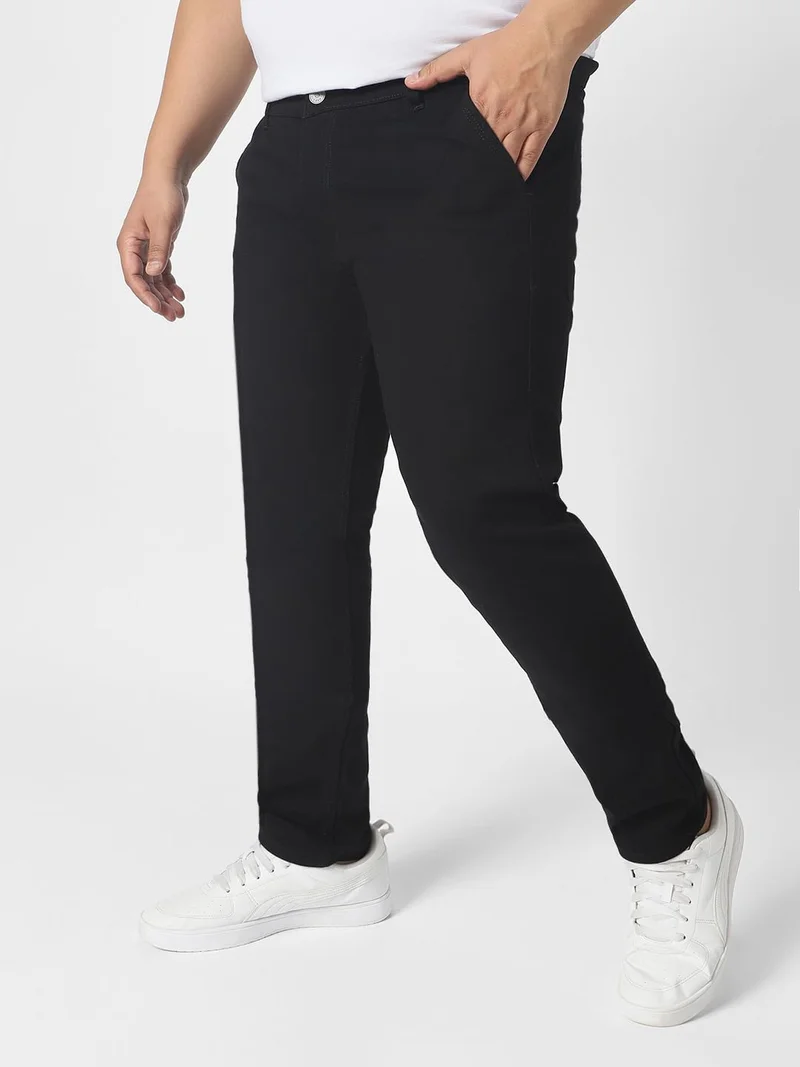 Urbano Fashion  Urbano Plus Men's Black Regular Fit Washed Jeans Stretchable  | Best Price UAE