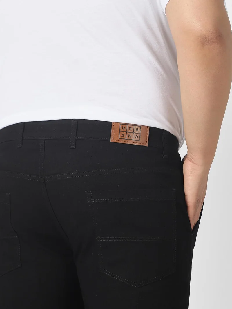 Urbano Fashion  Urbano Plus Men's Black Regular Fit Washed Jeans Stretchable  | Best Price UAE