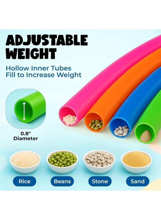 طلال طوق هولا هوب ملون للأطفال، طوق لياقة بدنية مثقل للتمارين الرياضية، طوق هولا هوب بلاستيكي متين للأولاد والبنات، لعبة طوق تمارين خفيفة الوزن للعب في الأماكن المغلقة والمفتوحة، لعبة لياقة بدنية لتدريب التوازن للأطفال النشطين (متعدد الألوان) - Image 2