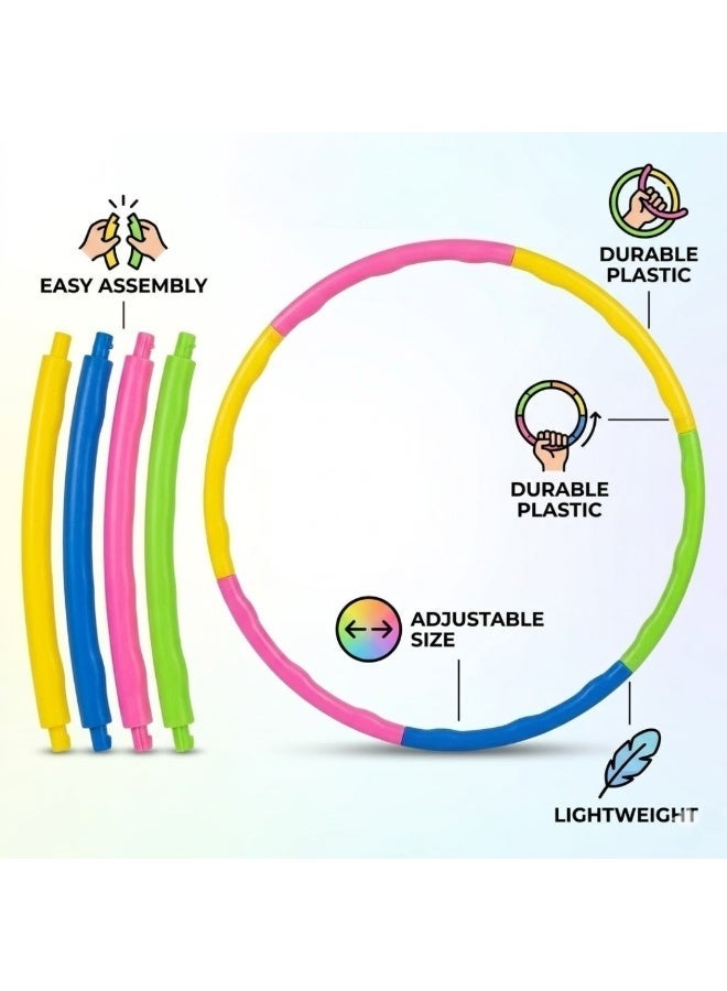 طلال طوق هولا هوب ملون للأطفال، طوق لياقة بدنية مثقل للتمارين الرياضية، طوق هولا هوب بلاستيكي متين للأولاد والبنات، لعبة طوق تمارين خفيفة الوزن للعب في الأماكن المغلقة والمفتوحة، لعبة لياقة بدنية لتدريب التوازن للأطفال النشطين (متعدد الألوان) - Image 3