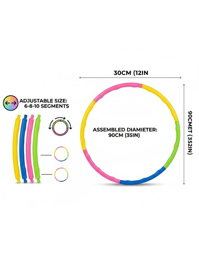 طلال طوق هولا هوب ملون للأطفال، طوق لياقة بدنية مثقل للتمارين الرياضية، طوق هولا هوب بلاستيكي متين للأولاد والبنات، لعبة طوق تمارين خفيفة الوزن للعب في الأماكن المغلقة والمفتوحة، لعبة لياقة بدنية لتدريب التوازن للأطفال النشطين (متعدد الألوان) - Image 4