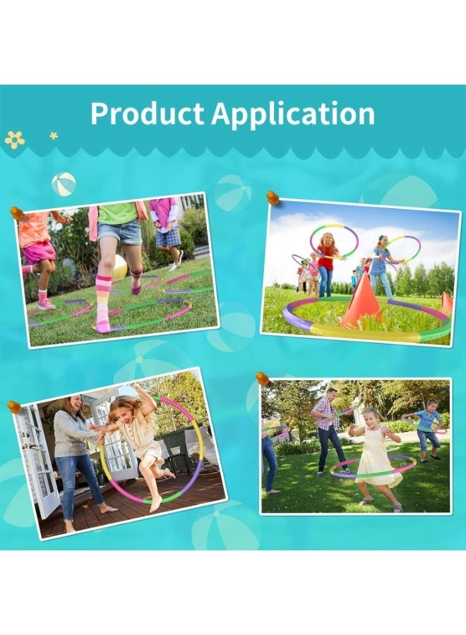 طلال طوق هولا هوب ملون للأطفال، طوق لياقة بدنية مثقل للتمارين الرياضية، طوق هولا هوب بلاستيكي متين للأولاد والبنات، لعبة طوق تمارين خفيفة الوزن للعب في الأماكن المغلقة والمفتوحة، لعبة لياقة بدنية لتدريب التوازن للأطفال النشطين (متعدد الألوان) - Image 5