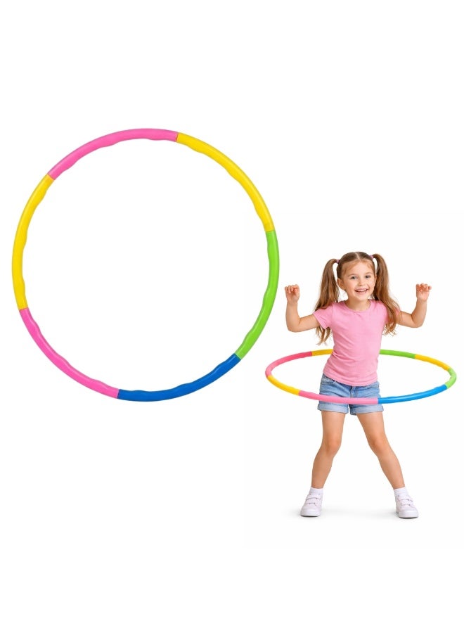 طلال طوق هولا هوب ملون للأطفال، طوق لياقة بدنية مثقل للتمارين الرياضية، طوق هولا هوب بلاستيكي متين للأولاد والبنات، لعبة طوق تمارين خفيفة الوزن للعب في الأماكن المغلقة والمفتوحة، لعبة لياقة بدنية لتدريب التوازن للأطفال النشطين (متعدد الألوان) - Image 1