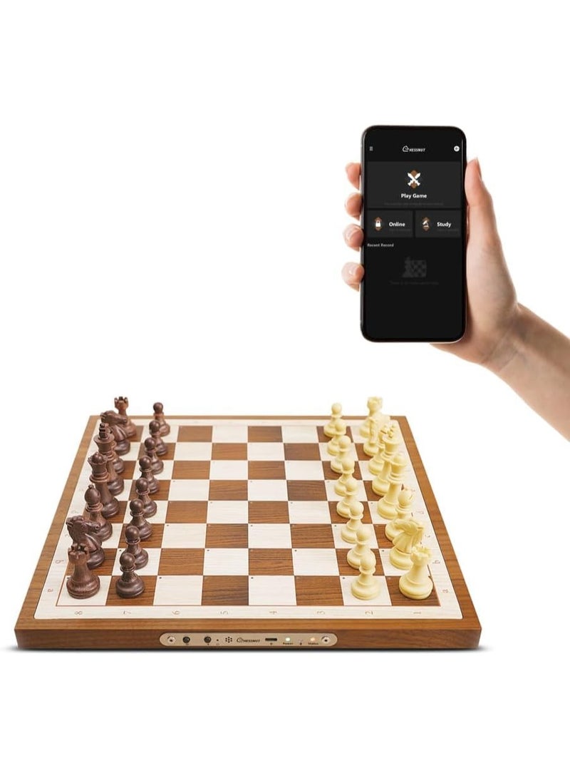 Chessnut Air Electronic Chess Board with AI Handcrafted Wooden Board, LED Indicators, Adaptive Difficulty, Full Piece Recognition Play Online on Major Chess Platforms - Image 1