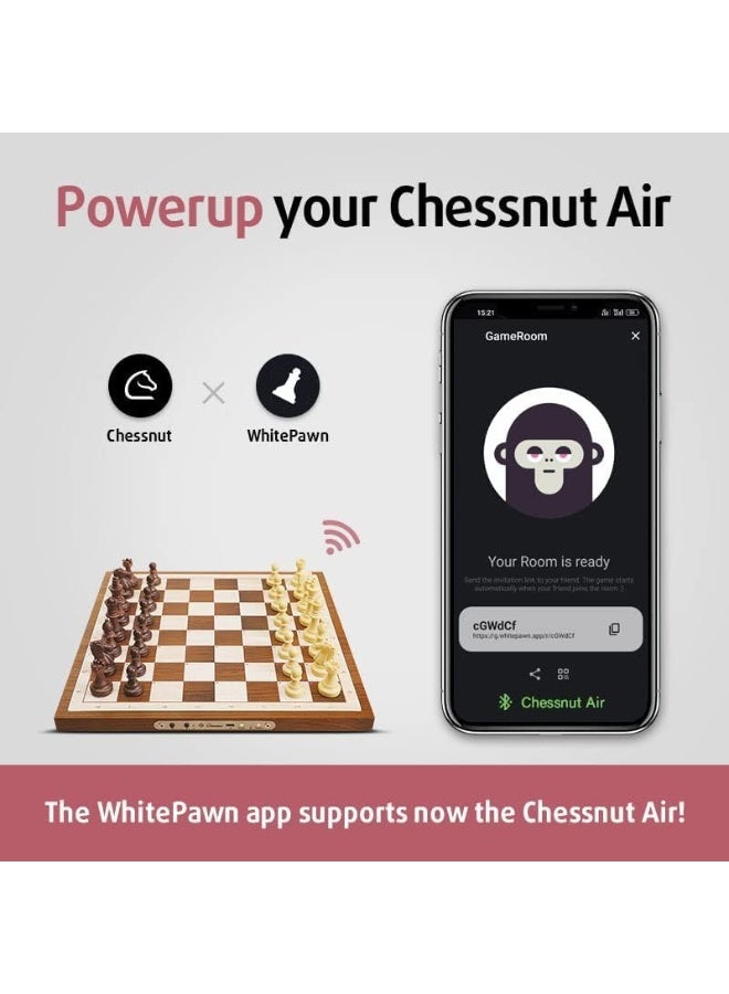 Chessnut Air Electronic Chess Board with AI Handcrafted Wooden Board, LED Indicators, Adaptive Difficulty, Full Piece Recognition Play Online on Major Chess Platforms - Image 4