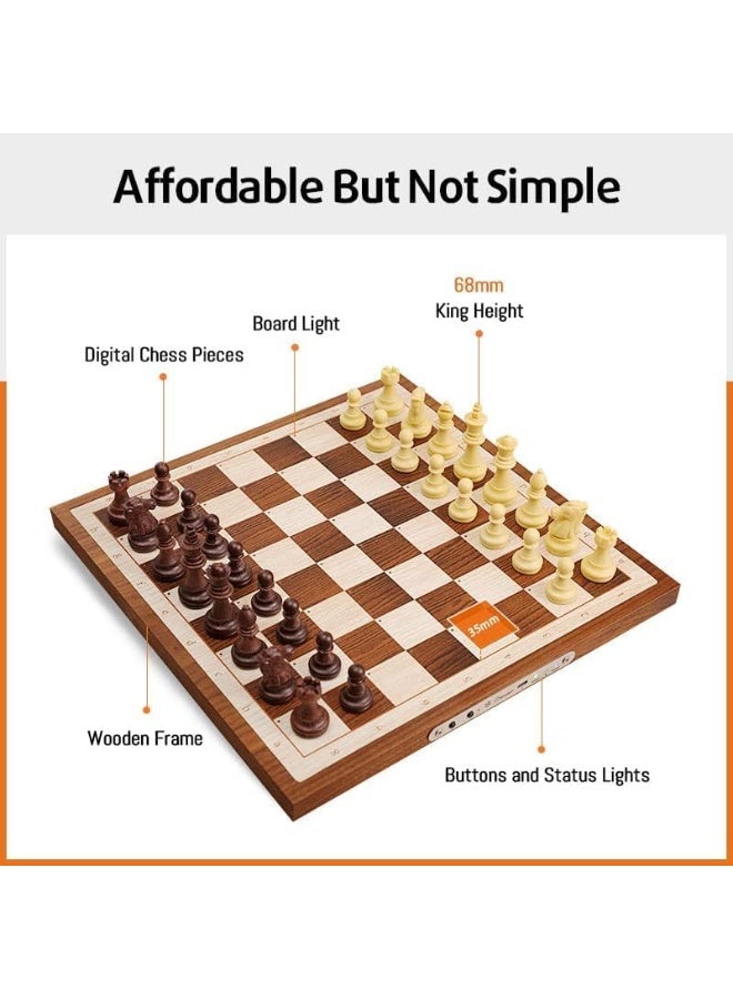 Chessnut Air Electronic Chess Board with AI Handcrafted Wooden Board, LED Indicators, Adaptive Difficulty, Full Piece Recognition Play Online on Major Chess Platforms - Image 2