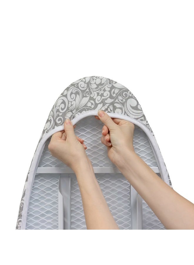 westex Floral Damask Heavy Duty Ironing Board Cover and Pad, Extra Thick 3-Layer Stain Resistant Padding, Elasticized Skirt, Click-to-Close Fastener, Standard Size 15 x 54 Inch - Image 4