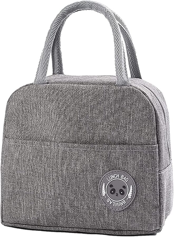 KDR Insulated Lunch Bags for Women Work Student Kids to School Waterproof Thermal Cooler Tote Bag Picnic Organizer Storage Tiffin Box Portable and Reusable (Gray)