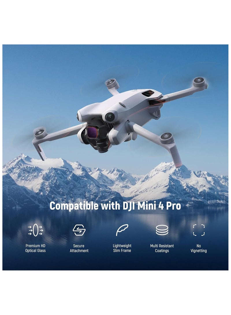 نيوير مجموعة فلتر ND و CPL متوافقة مع DJI Mini 4 Pro ، 8 حزمة UV CPL ND8 ND16 ND32 ND64 ND128 ND256 CPL Polarizer فلاتر عدسة الطائرات بدون طيار ذات الكثافة المحايدة ، إطار الزجاج البصري HD متعدد المغطاة / الألومنيوم  - Image 2