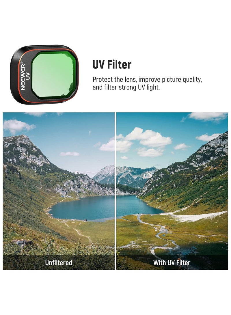نيوير مجموعة فلتر ND و CPL متوافقة مع DJI Mini 4 Pro ، 8 حزمة UV CPL ND8 ND16 ND32 ND64 ND128 ND256 CPL Polarizer فلاتر عدسة الطائرات بدون طيار ذات الكثافة المحايدة ، إطار الزجاج البصري HD متعدد المغطاة / الألومنيوم  - Image 3