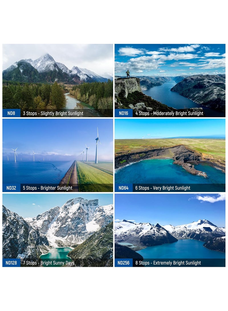 نيوير مجموعة فلتر ND و CPL متوافقة مع DJI Mini 4 Pro ، 8 حزمة UV CPL ND8 ND16 ND32 ND64 ND128 ND256 CPL Polarizer فلاتر عدسة الطائرات بدون طيار ذات الكثافة المحايدة ، إطار الزجاج البصري HD متعدد المغطاة / الألومنيوم  - Image 5
