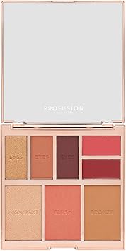 Profusion Cosmetics باليت بروفيوجن كوزمتيكس للوجه الكامل - 8 درجات للعيون والوجه والشفتين لمظهر مكياج طبيعي وجريء - أساسي مكياج نهائي للبشرة المتوسطة إلى الداكنة - إشراقة - Image 3