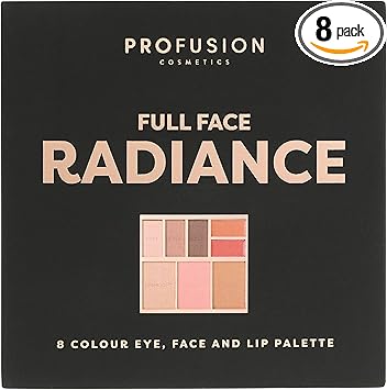 Profusion Cosmetics باليت بروفيوجن كوزمتيكس للوجه الكامل - 8 درجات للعيون والوجه والشفتين لمظهر مكياج طبيعي وجريء - أساسي مكياج نهائي للبشرة المتوسطة إلى الداكنة - إشراقة - Image 1