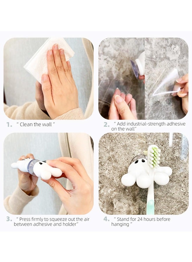 4 قطع حامل فرشاة أسنان معلق لطيف، خطافات شفط حائطية عملية مع لاصقات، ديكور حمام متعدد الوظائف على شكل فأر - Image 3