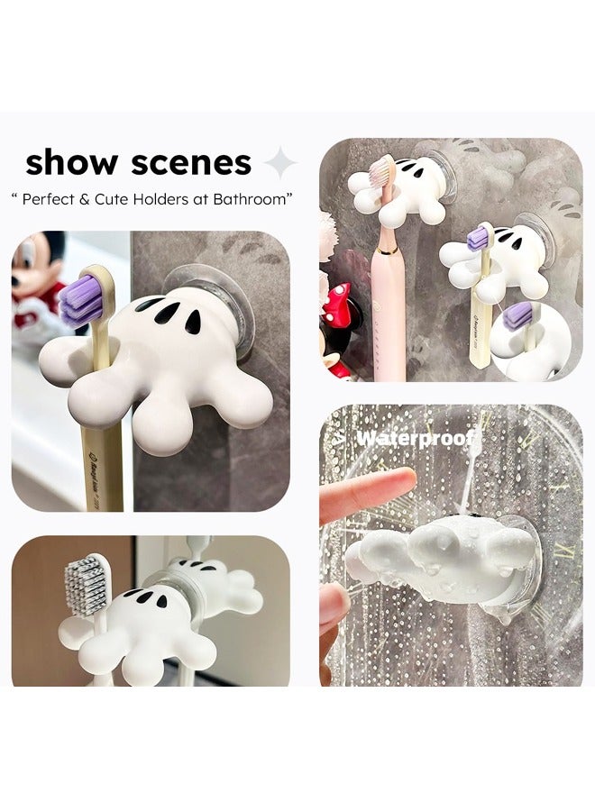 4 قطع حامل فرشاة أسنان معلق لطيف، خطافات شفط حائطية عملية مع لاصقات، ديكور حمام متعدد الوظائف على شكل فأر - Image 4