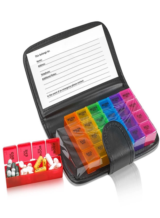 MEDca Weekly Travel Pill Organizer - Prescription and Medication Wallet Pill Box Reminder, a Extra Large Pill Container Dispenser Case, Caddy Organizer, for 4 Times A Day, 7 Days a Week, 7.5 x 4.5 Inches - Image 1