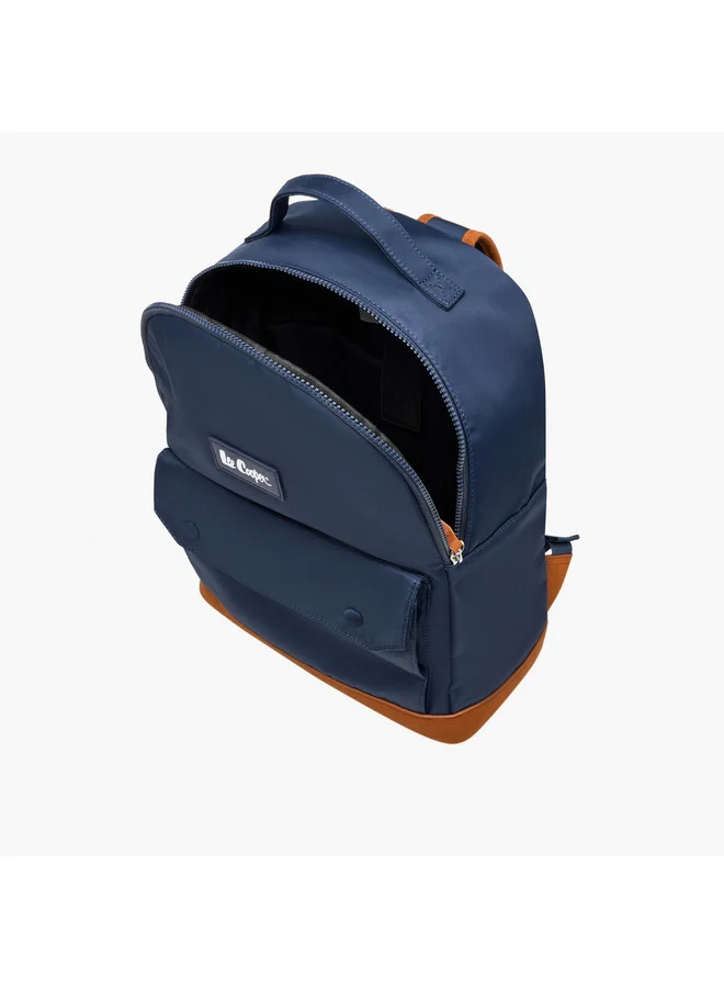 Lee Cooper Women Colourblock Backpack with Zip Closure and Adjustable Strap - 40x15x33 cm
