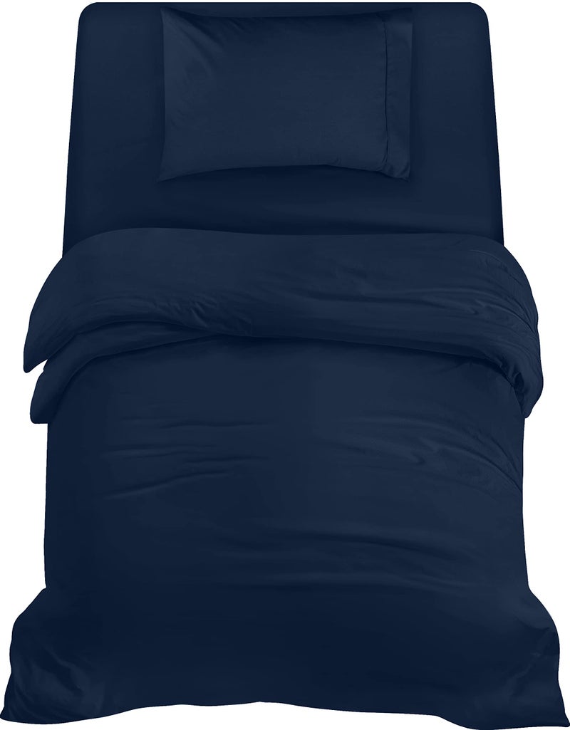 Utopia Bedding 3 Piece Single Bedding Set  Duvet Cover Fitted Sheet with Pillow case  Soft Brushed Microfiber Navy