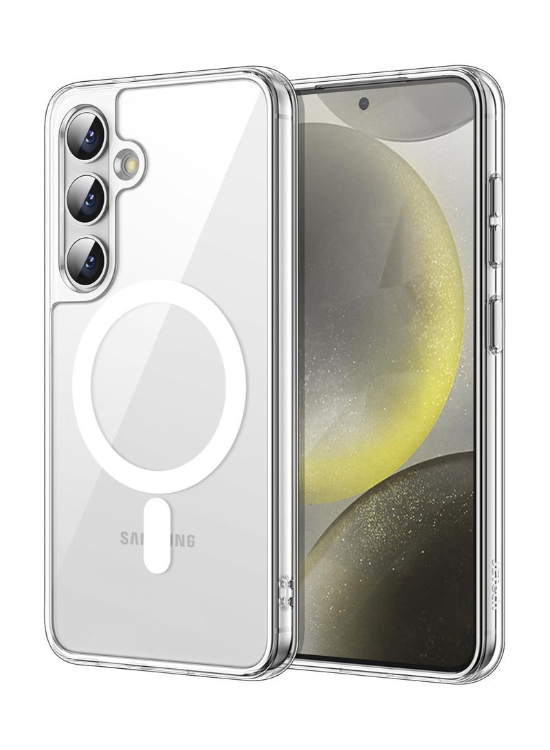 Denx Crystal Clear Magnetic Case for Samsung Galaxy S24+, Compatible with MagSafe, Plating Luxury Cover, Clear Soft TPU Shockproof Protective Phone Case For Galaxy S24 Plus - Image 1