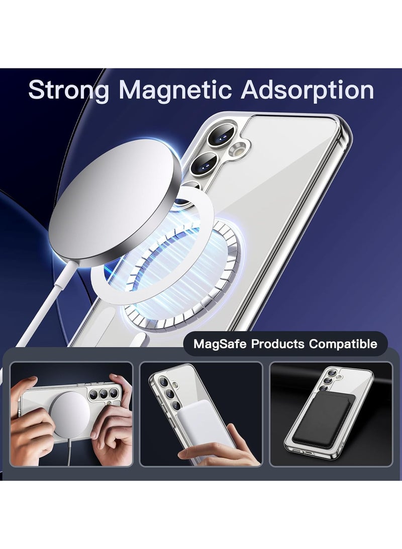 Denx Crystal Clear Magnetic Case for Samsung Galaxy S24+, Compatible with MagSafe, Plating Luxury Cover, Clear Soft TPU Shockproof Protective Phone Case For Galaxy S24 Plus - Image 4