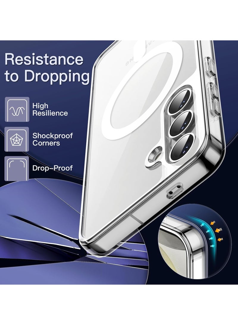 Denx Crystal Clear Magnetic Case for Samsung Galaxy S24+, Compatible with MagSafe, Plating Luxury Cover, Clear Soft TPU Shockproof Protective Phone Case For Galaxy S24 Plus - Image 5