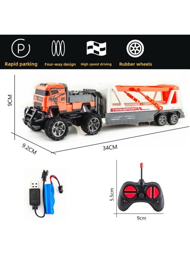 Rc Car Toy - 118 Scale High-speed Off-road Vehicle Light Sound Effects 2.4ghz Radio Control 4wd Drive Durable Plastic Body-Color:Orange Flatbed-Proportion:Color Boxed  - Image 1