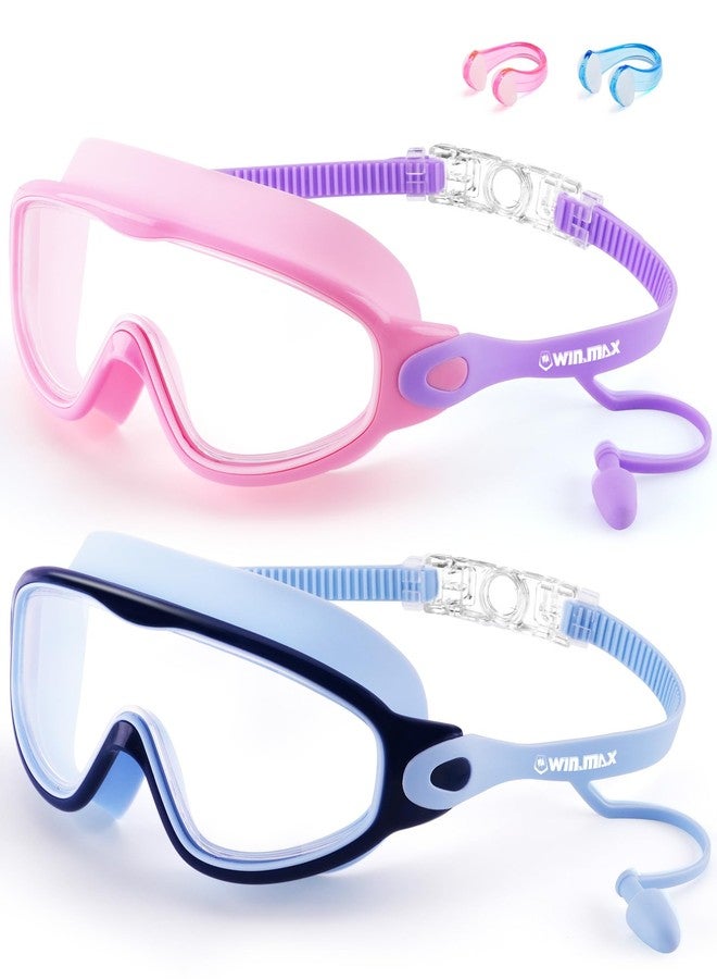 WIN.MAX Swimming Goggles 2 Pack Anti Fog Anti UV Clear View for Men Women Boys Girls,Swim Goggles for Adults Youth Kids 4-14 - Image 1