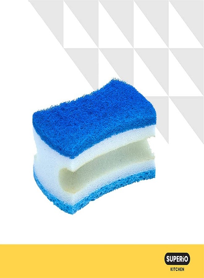 Superio Non-Scratch Scrub Sponge with A Comfortable Grip, Heavy Duty Duel Sided Kitchen Scrubber Sponge Cellulose Scrub Sponge, Scratch Free, with Scouring Pad Set, 1 Sponge, Blue - Image 5