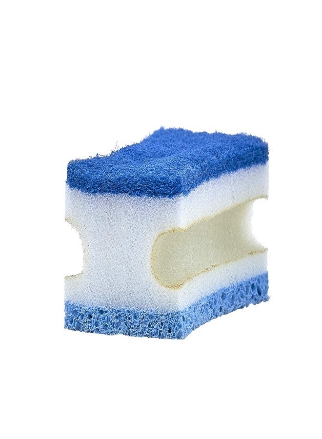 Superio Non-Scratch Scrub Sponge with A Comfortable Grip, Heavy Duty Duel Sided Kitchen Scrubber Sponge Cellulose Scrub Sponge, Scratch Free, with Scouring Pad Set, 1 Sponge, Blue - Image 2