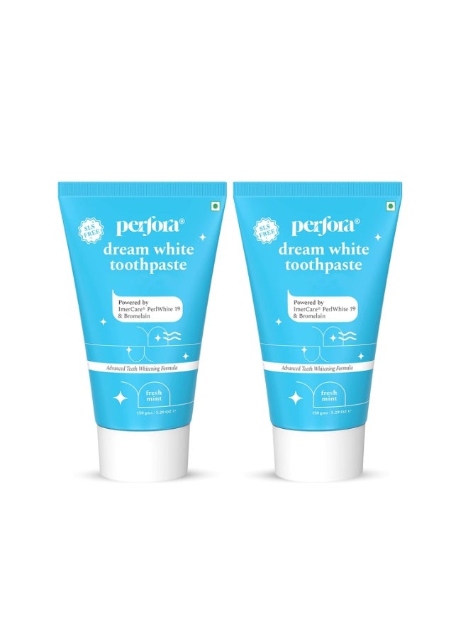 Perfora Teeth Whitening Toothpaste For Stain Removal - 300 g (150g X 2) | Fluoride & SLS Free Tooth Paste For Adult & Kids | N-Ha For Teeth Remineralisation & Oral Care | No Artificial Sweetners - Image 1