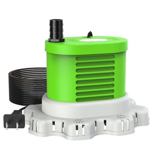 AgiiMan Pool Cover Pump Above Ground - 850 GPH Submersible Water Pump for Pool Draining, Portable Small Sump Pumps with 16' Drainage Hose and 25' Power Cord, 3 Adapters, Green - Image 1