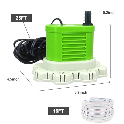 AgiiMan Pool Cover Pump Above Ground - 850 GPH Submersible Water Pump for Pool Draining, Portable Small Sump Pumps with 16' Drainage Hose and 25' Power Cord, 3 Adapters, Green - Image 5