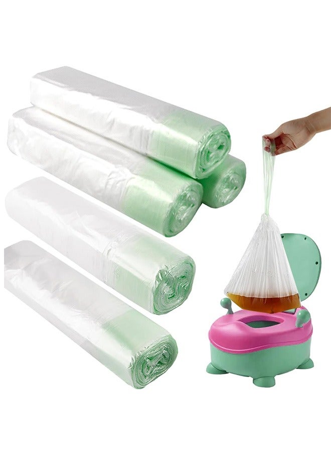 100Pcs Potty Bags with Drawstring Disposable Toilet Cleaner Bag Travel Portable Potty Seat Liner Bags for Kids Universal Size Potty Bags for Potty Training Toilet Fits Toddlers Pets Outdoors  - Image 1